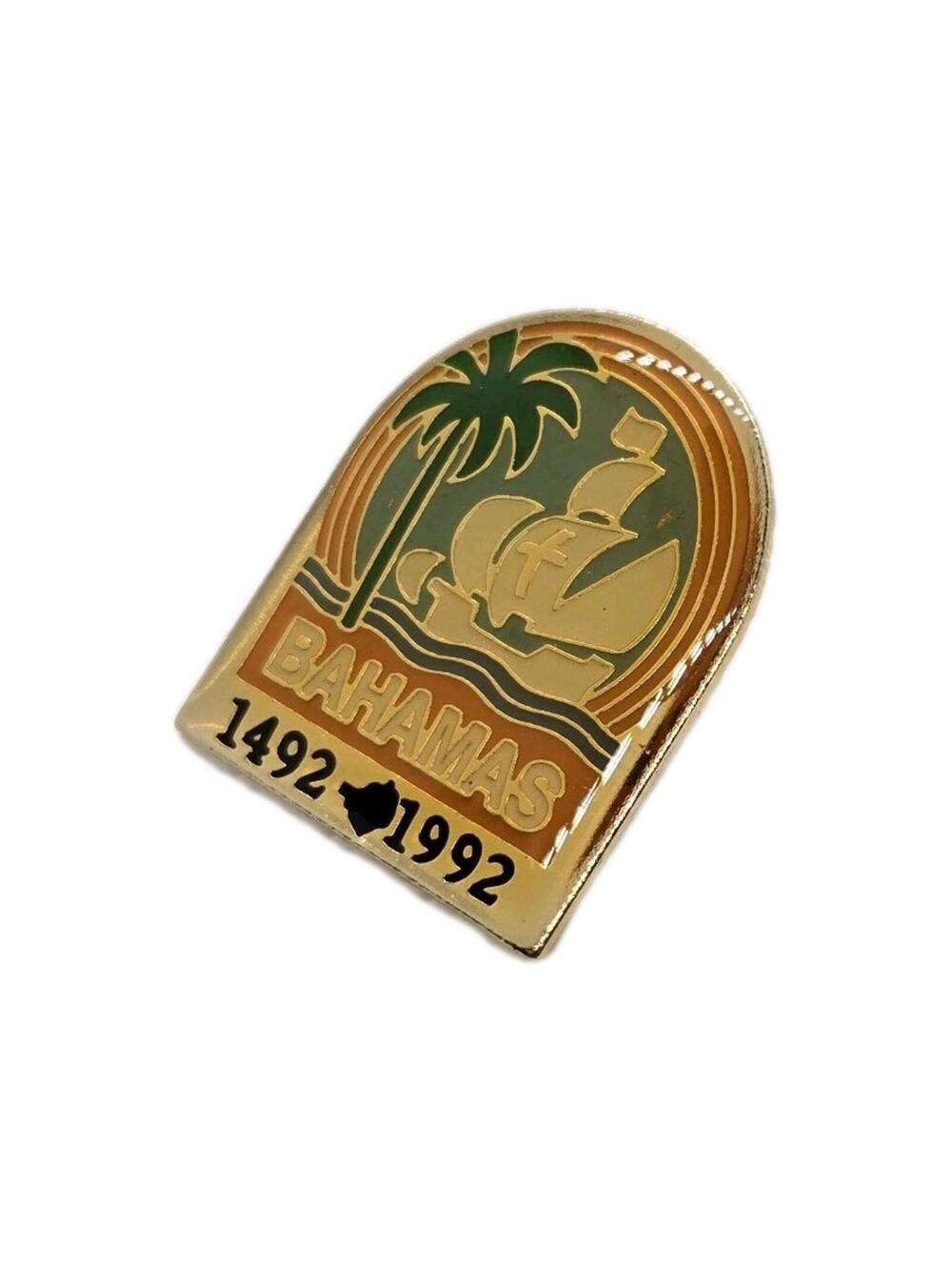 Vintage Bahamas 1492–1992 Anniversary Enamel Pin Quincentennial Sailing Ship
